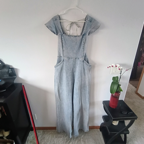 Jade By Jane Denim - Jade By Jane Denim Jumpsuit XL Wide Leg Open Back Boho Cottagecore
